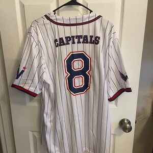 Capitals White and Blue Striped Jersey